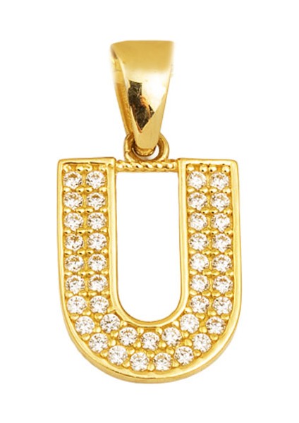 U Baş Harfi 14 Ayar Altın Kolye Ucu