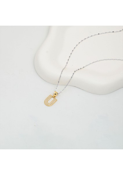 U Baş Harfi 14 Ayar Altın Kolye Ucu modelleri