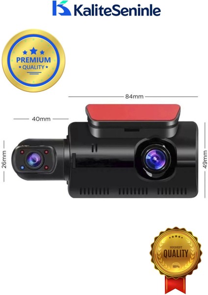 Iki Kameralı Araç Içi Ekranlı, Gece Görüşlü ve G-Sensörlü 1296P Kamera indirimleri