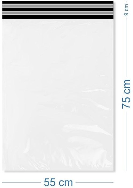 55X75+9CM Battal Boy Beyaz Cepsiz Kargo Poşeti
