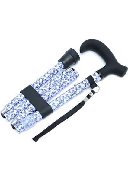 GB845 Desenli Katlanır Baston Mavi Desenli