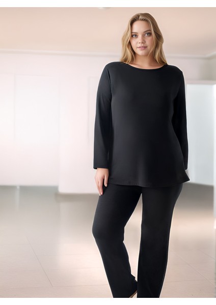Kadın Battal Modal Bisiklet Yaka Pijama Takım C840-851