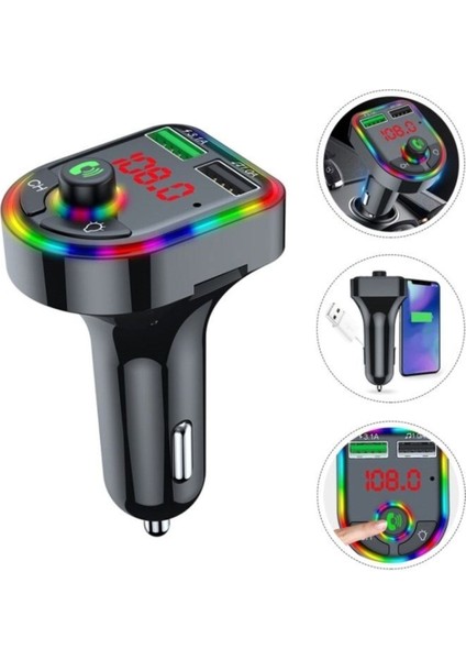 Rgb Işıklı Bluetooth USB Bellek ve Fm Transmitter, Hızlı Şarj ve Hafıza Kartı Desteği indirimleri