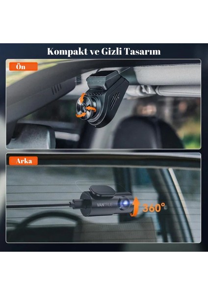 2k Qhd Wi-Fi Gps G-Sensör 160° Geniş Açı Ön Arkası Çift Kamera Araç Kamerası fırsatları