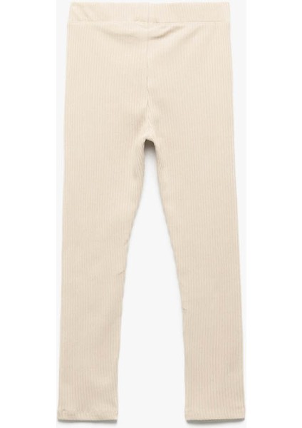 Pamuklu Kaşkorse Ribana Detaylı Bej Kız Çocuk Tayt 6WKG40064AK fiyatları