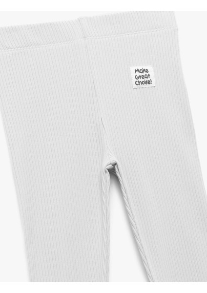 Pamuklu Kaşkorse Ribana Detaylı Gri Kız Çocuk Tayt 6WKG40064AK modelleri