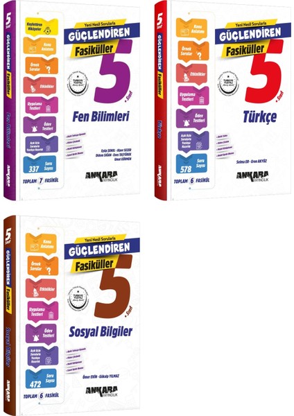 Ankara 2025 5. Sınıf Fen Bilimleri + Türkçe + Sosyal Bilgiler Güçlendiren Fasikül Seti 3 Kitap Güncel Müfredat