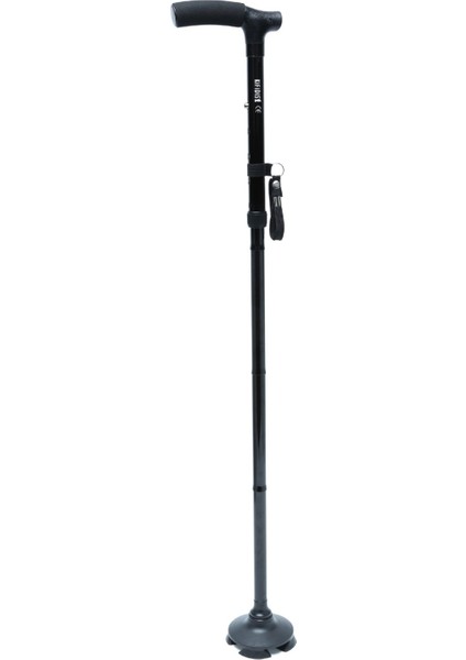 GB802 Kifidis Katlanır Dörtlü Lastikli Baston Siyah / Black