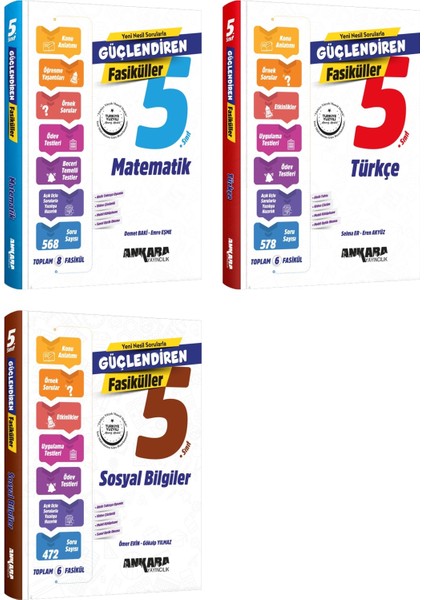 Ankara 2025 5. Sınıf Matematik + Türkçe + Sosyal Bilgiler Güçlendiren Fasikül Seti 3 Kitap Güncel Müfredat