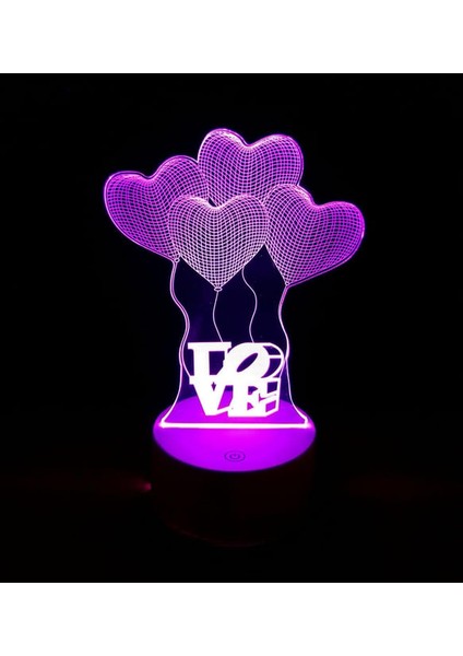 3D Dokunmatik LED Gece Lambası – Pilli & USB Bağlantılı Renk Değiştiren Masaüstü Kalp Love Şekilli modelleri