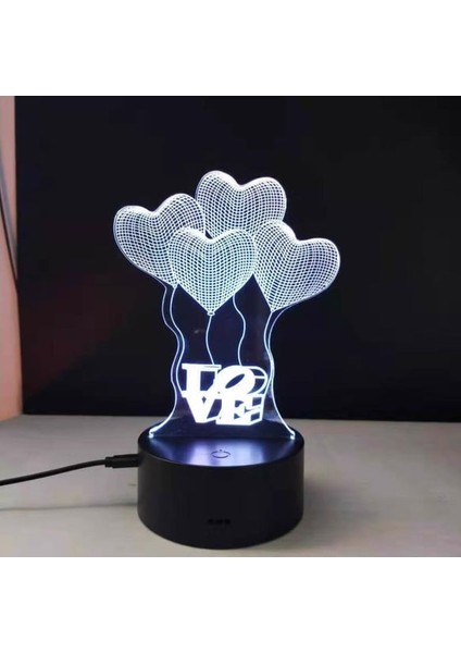 3D Dokunmatik LED Gece Lambası – Pilli & USB Bağlantılı Renk Değiştiren Masaüstü Kalp Love Şekilli fırsatları