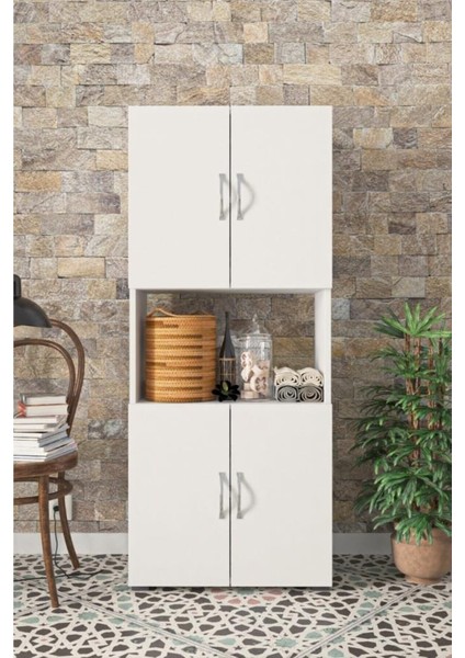4 Kapılı Orta Bölmeli Çok Amaçlı Dolap