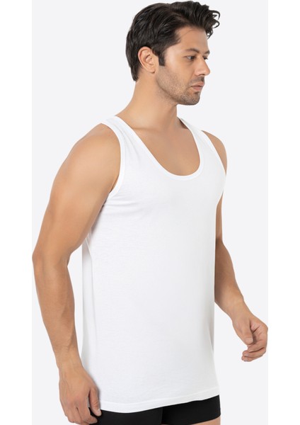 Erkek Beyaz Bambu Atlet 2'li Paket Yumuşak Esnek Ince Kumaş Nefes Alan Atlet modelleri