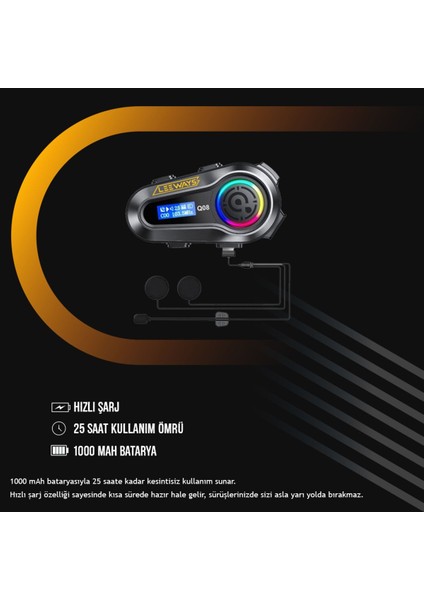 Işıklı Motosiklet Kask Kulaklık Intercom Uyumlu, Güçlü ve Konforlu Sürüş Deneyimi