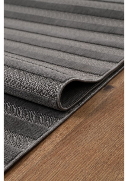 Kadife Bambu Dokuma Modern Kaymaz Salon Halısı Mutfak Halısı Koridor Halısı Yolluk Çizgi Antrasit fiyatları