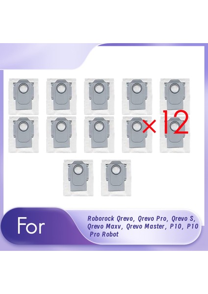 Roborock Qrevo, Qrevo Pro, Qrevo S, Qrevo Maxv, Qrevo Master, P10, P10 Pro Robot Süpürge Parçaları Toz Torbası Için 12 Adet (Yurt Dışından)