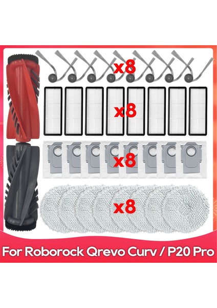 Roborock Qrevo Curv / V10VIV Yedek Parça Aksesuarları Hepa Filtre Paspas Bezi Toz Torbası Ana Yan Fırça (Yurt Dışından)