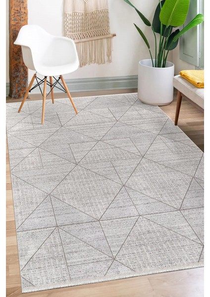 Bambu Saten Halı Kilim Salon Mutfak Koridor Yolluk Dokuma Makine Halısı Petra 4 Gri