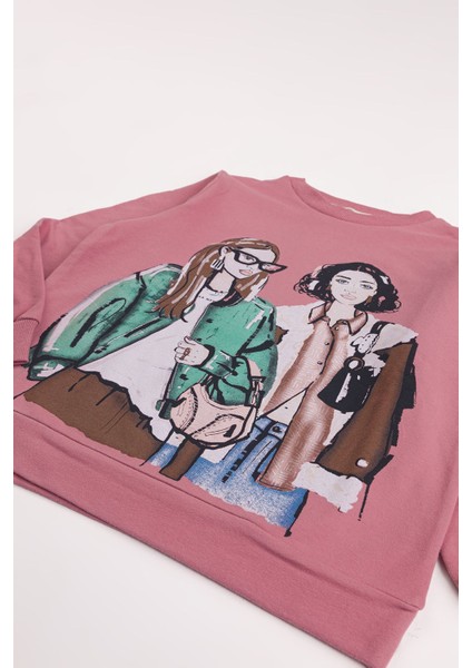 Kız Çocuk Orta Kalınlıkta Baskılı 2'li Paket Sweatshirt fiyatları
