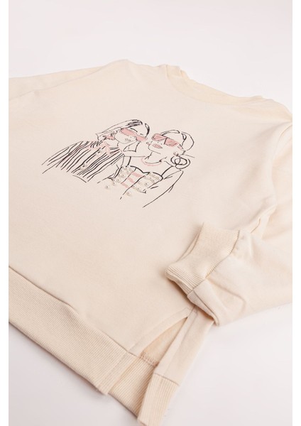 Kız Çocuk Orta Kalınlıkta Baskılı 2'li Paket Sweatshirt fırsatları