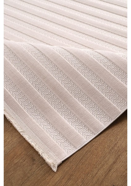 Kadife Bambu Dokuma Modern Kaymaz Salon Halısı Mutfak Halısı Koridor Halısı Yolluk Çizgi Bej indirimleri