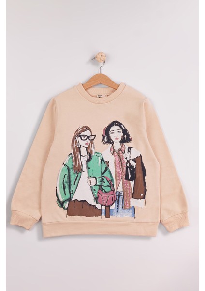 Kız Çocuk Orta Kalınlıkta Baskılı 2'li Paket Sweatshirt modelleri
