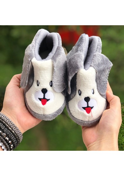 Çocuk Panduf Emojili Köpek Figürlü Çocuk Panduf Anaokulu Kreş Ev Ayakkabısı Ev Botu