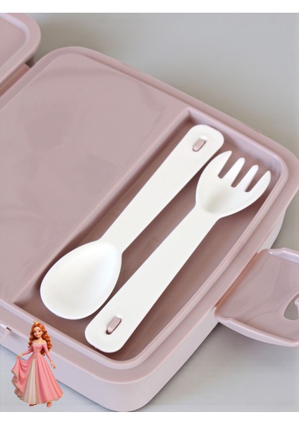 Beslenme Seti - 4 Bölmeli 2 Katlı Kare Beslenme Kutusu ve 530 ml Matara - Bpa Free - Çantalı Set
