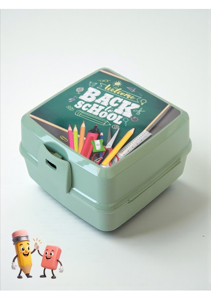 Beslenme Seti - 4 Bölmeli 2 Katlı Kare Beslenme Kutusu ve 530 ml Matara - Bpa Free - Çantalı Set modelleri