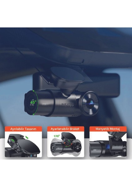 2k Fhd Araç Kamerası, Gps, Wi-Fi, 160° Ultra Geniş Açılı, Çift Yönlü, Akıllı Sistemi indirimleri