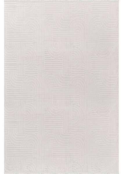 Bambu Saten Parlak Tüylü Yumuşak Kadife Halı Hav Tüy Vermez Taç Beyaz