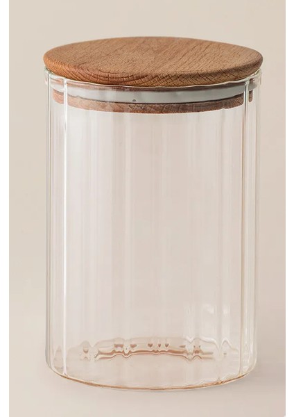 Dritto Optikli Borosilikat Ahşap Kapaklı Kavanoz Orta Boy fiyatları