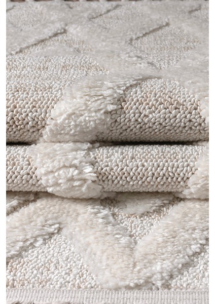 Mılan Krem Bej Yumuşak Bukleli ve Havlı Iskandinav Makine Dokuma Halı Oturma Odası Salon Mutfak Antre indirimleri