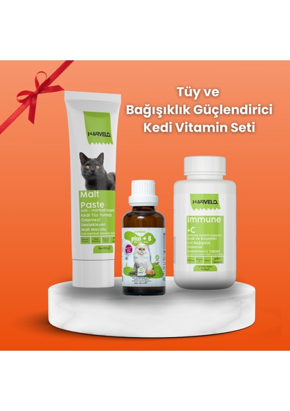 Kedi Tüy ve Bakım 3'lü Kedi Bakım Set Malt Past - Plus B - Immune C