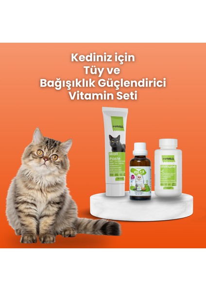 Kedi Tüy ve Bakım 3'lü Kedi Bakım Set Malt Past - Plus B - Immune C indirimleri