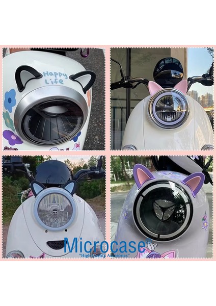 Motosiklet Kask Eşyalar Için Sevimli Dıy Yapışkanlı Karakter ve Parçalar Kedi Kulağı Seti - AL5258