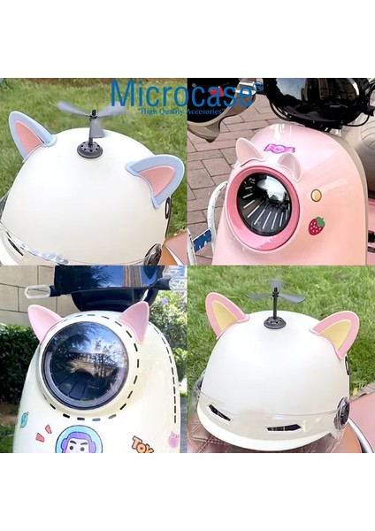 Motosiklet Kask Eşyalar Için Sevimli Dıy Yapışkanlı Karakter ve Parçalar Kedi Kulağı Seti - AL5258