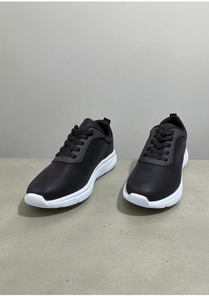 Rahat Tabanlı Hafif Esnek Ortopedik Bağcıklı Unisex Günlük Sneaker Spor Ayakkabı - Siyah-Beyaz fırsatları