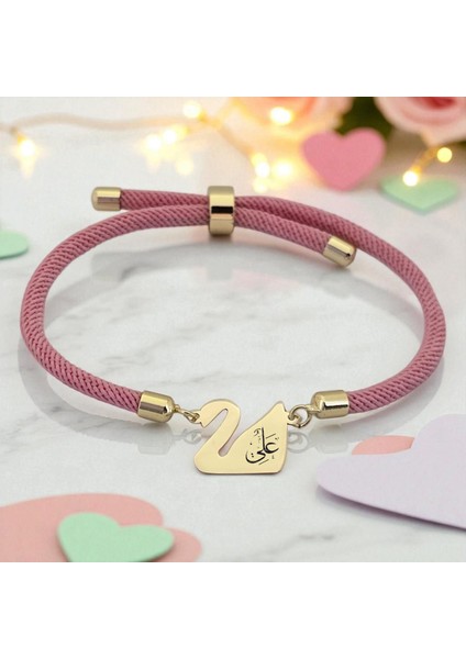 14 Ayar Plakalı Altın Hz Ali Temalı Pembe Örgülü Kuğu Kuşu Motifli Hediye BILEKLIK-609SEMBOL fiyatları