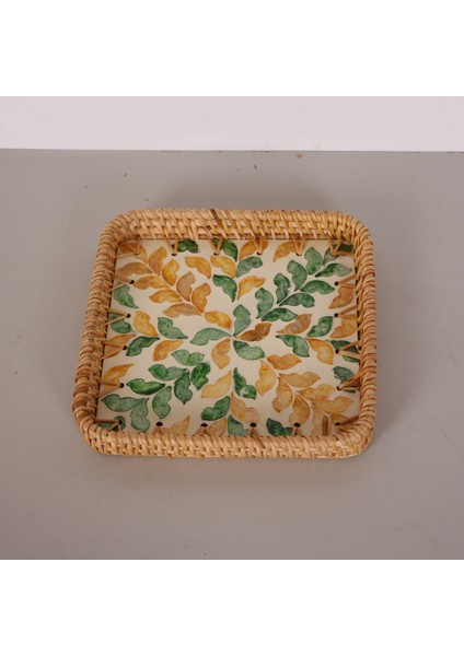 Mylamp Kare 18X18X3 Sedefli Rattan Tepsi & Duvar Dekoru fiyatları