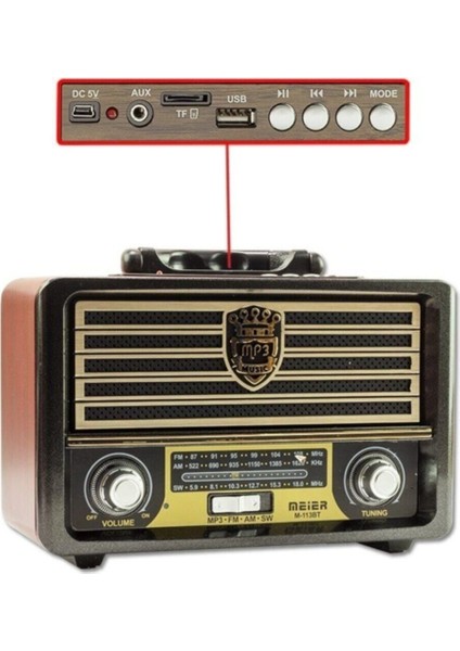 Retro Ahşap Bluetooth Hoparlör, Fm Radyo ile Şık ve Kullanışlı Ses Cihazı