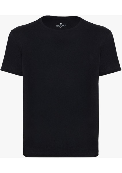 Unisex Slim Fit Dar Kesim %100 Pamuk Yumuşak Dokulu Siyah Bisiklet Yaka Tişört