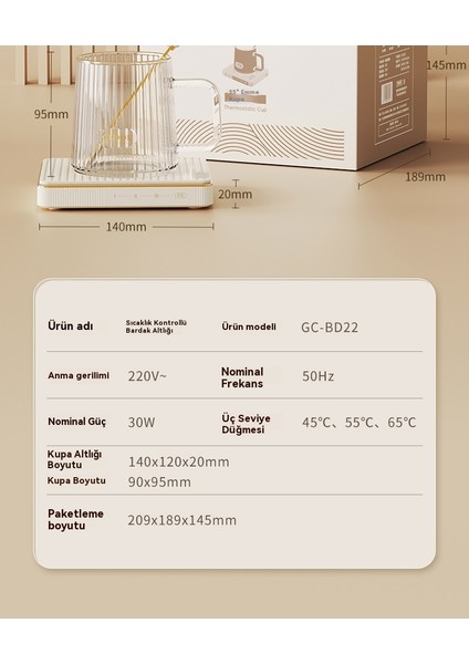Termostat Ayarlanabilir Sıcaklık Isıtıcı Bardak Altlığı Bardak ile (Yurt Dışından) indirimleri