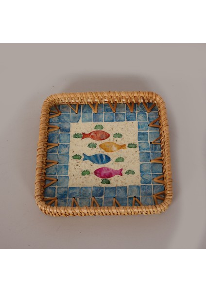 Mylamp Kare Balık 18X18X3 Sedefli Rattan Tepsi & Duvar Dekoru fiyatları