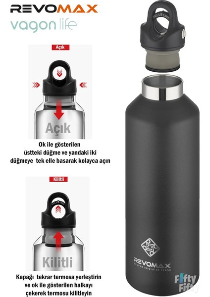 Paslanmaz Çelik Vakumlu Matara Siyah 950 ml fiyatları