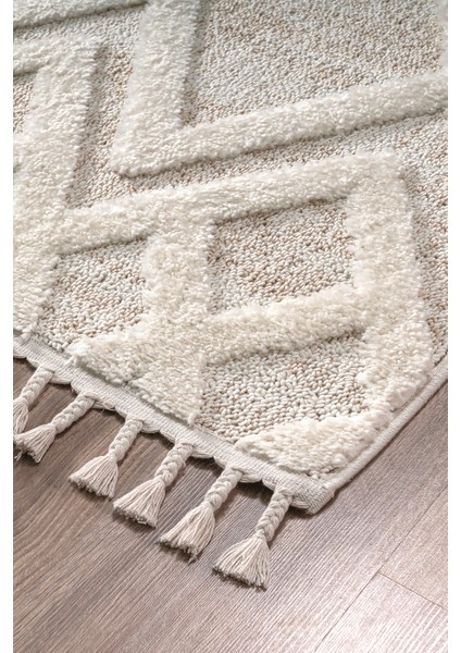 Mılan Krem Bej Yumuşak Bukleli ve Havlı Iskandinav Makine Dokuma Halı Oturma Odası Salon Mutfak Antre modelleri