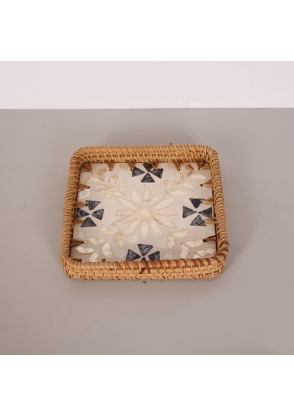 Mylamp Kare 18X18X3 Sedefli Rattan Tepsi & Duvar Dekoru fiyatları