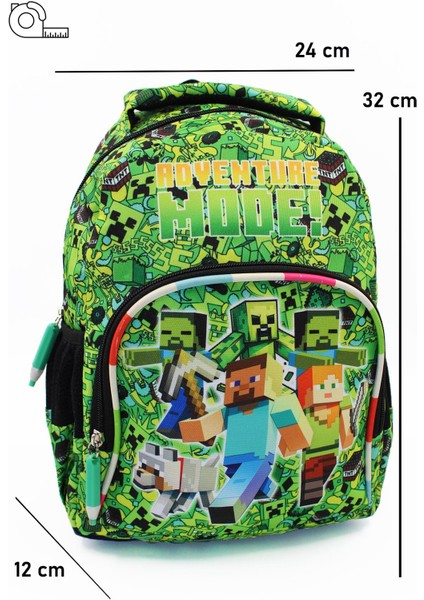 2 Gözlü Adventure Mode Minecraft Anaokulu Çantası - Erkek Çocuk Çanta Kreş Çantası Minecraft Çanta indirimleri