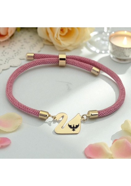 14 Ayar Plakalı Altın Kral Kartal Temalı Pembe Örgülü Kuğu Kuşu Motifli Hediye BILEKLIK-609SEMBOL fiyatları