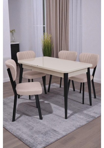 Yakamoz Kum Beji Elma Mdf Mutfak Masa Sandalye Takımı 80X130